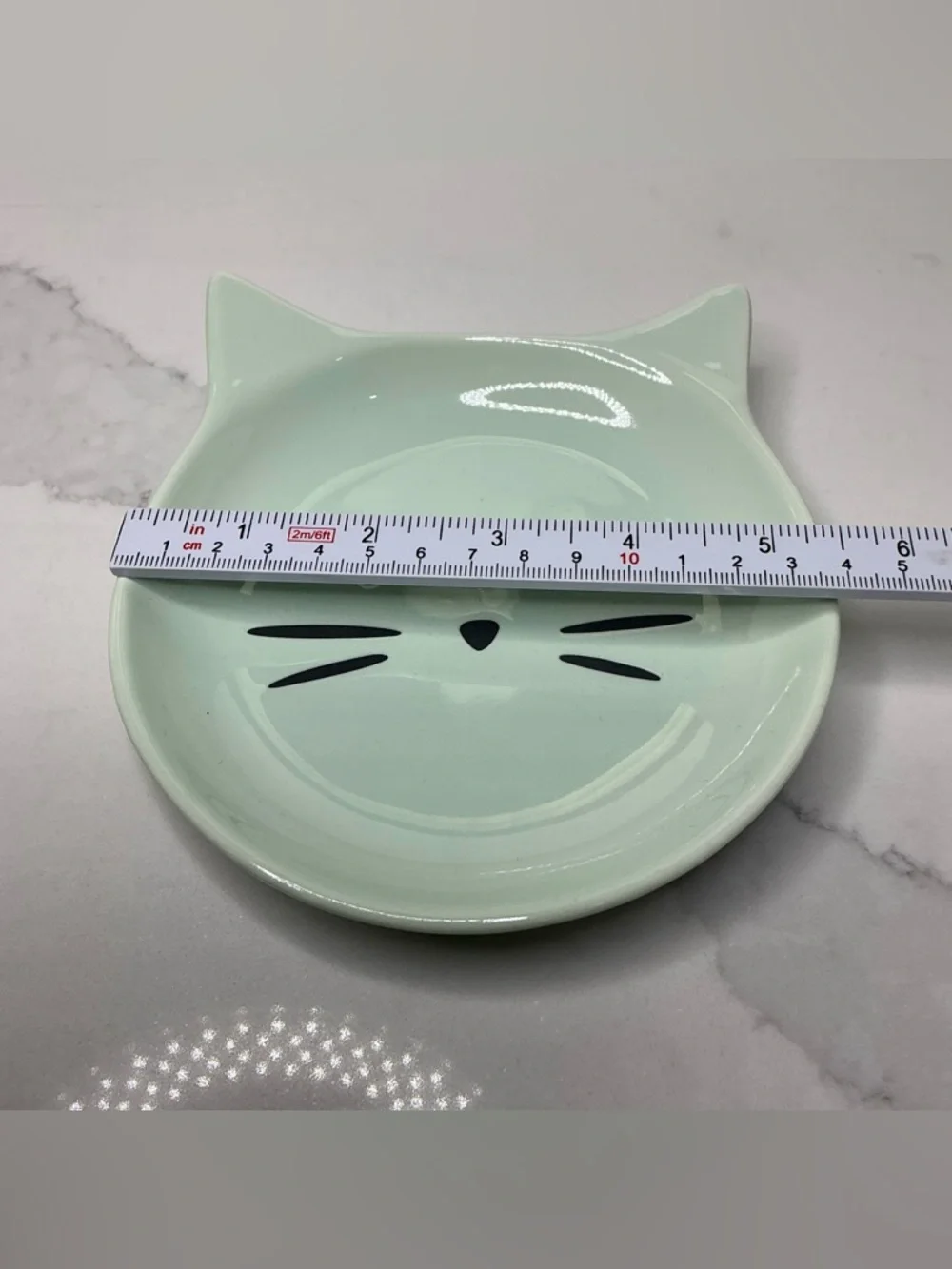Signature Ceramic Bowl Cat Face Shaped Trinket Dish Mint New